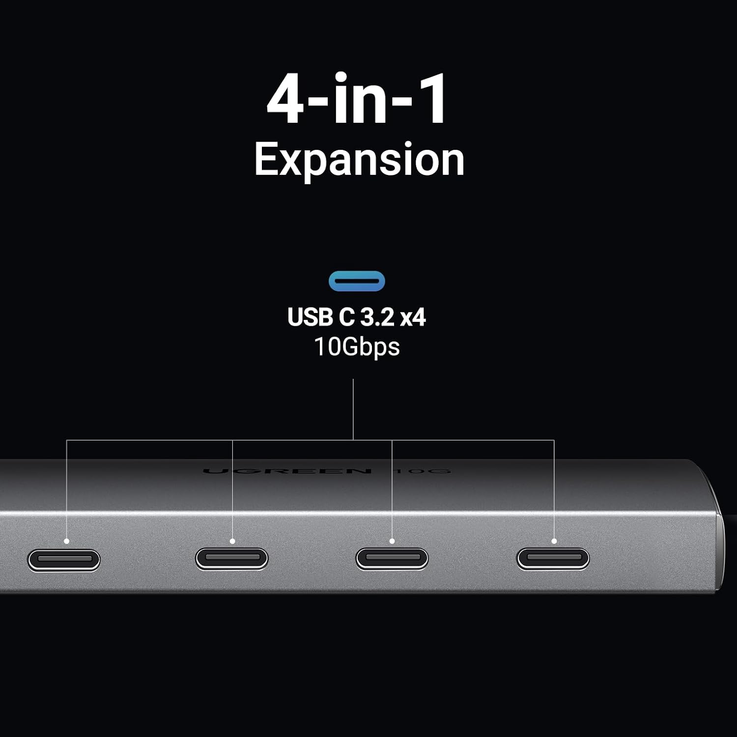 Detalle 2 de UGREEN USB C Hub 10Gbps 4 Ports