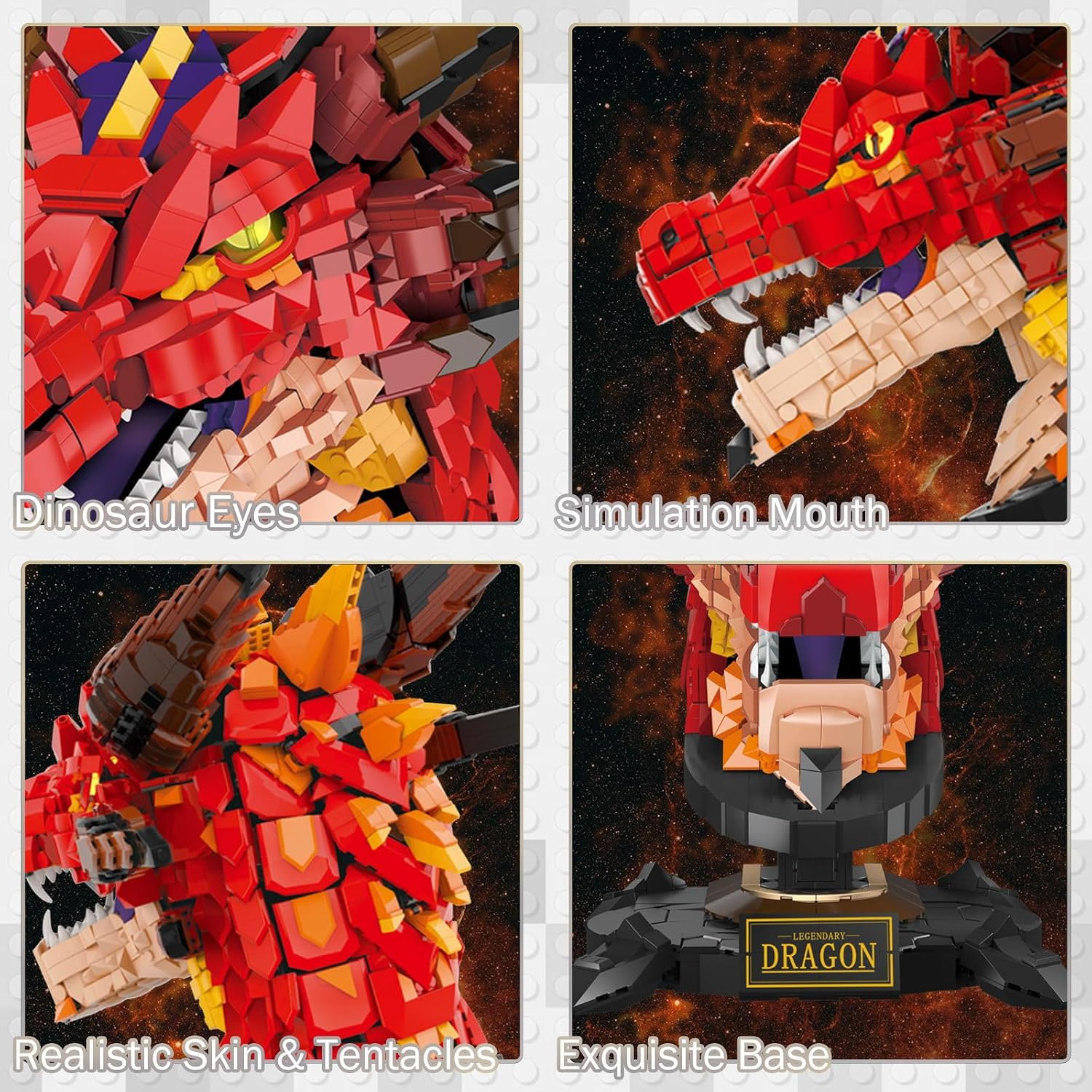 Thumbnail 2 de JMBricklayer Cabeza de Dragón - Kit de Construcción 2713 Piezas 🐉
