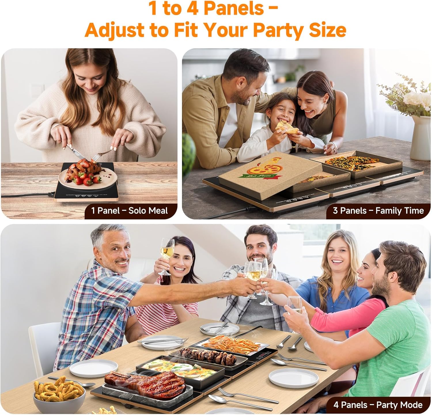 Thumbnail 1 de FEPPO Electric Warming Tray: 4-in-1 Modular Buffet Warmer with 33x15 Glass Surface