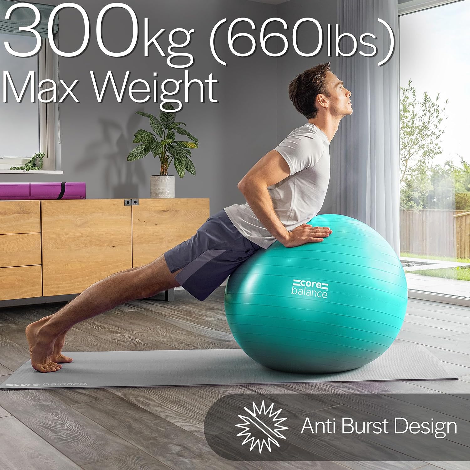 Detalle 2 de Core Balance A-565646-EU Exercise Ball, Anti-Burst PVC with Pump
