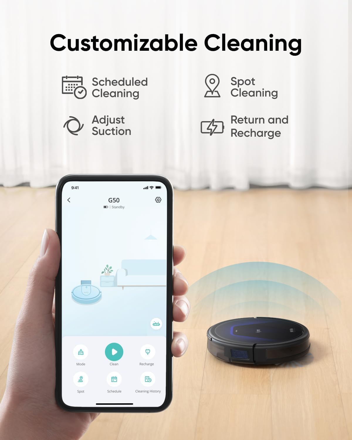 Thumbnail 2 de eufy G50 Robot Vacuum Cleaner: strong suction, quiet operation and smart detangling
