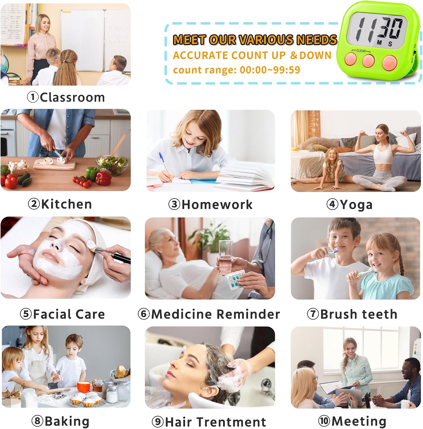 Thumbnail 3 de Digital Kitchen Timer, 12-Pack
