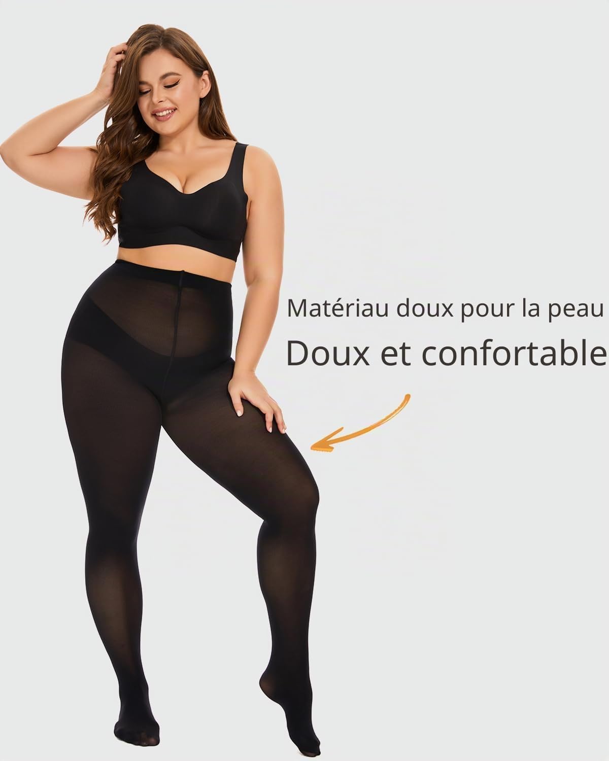 Thumbnail 3 de DUCMODA Collant Grande Taille Femme Doux Curvy Taille Haute Semi Opaque XL-4XL