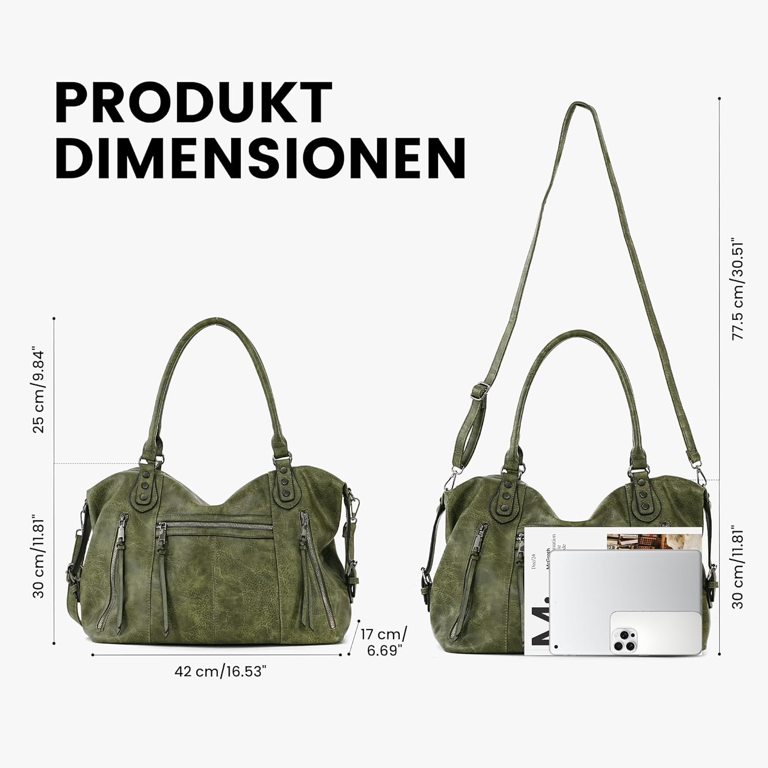 Thumbnail 4 de TANTOMI Damenhandtasche Mittelgroße Umhängetasche & Crossbody-Tasche mit verstellbarem Schulterriemen