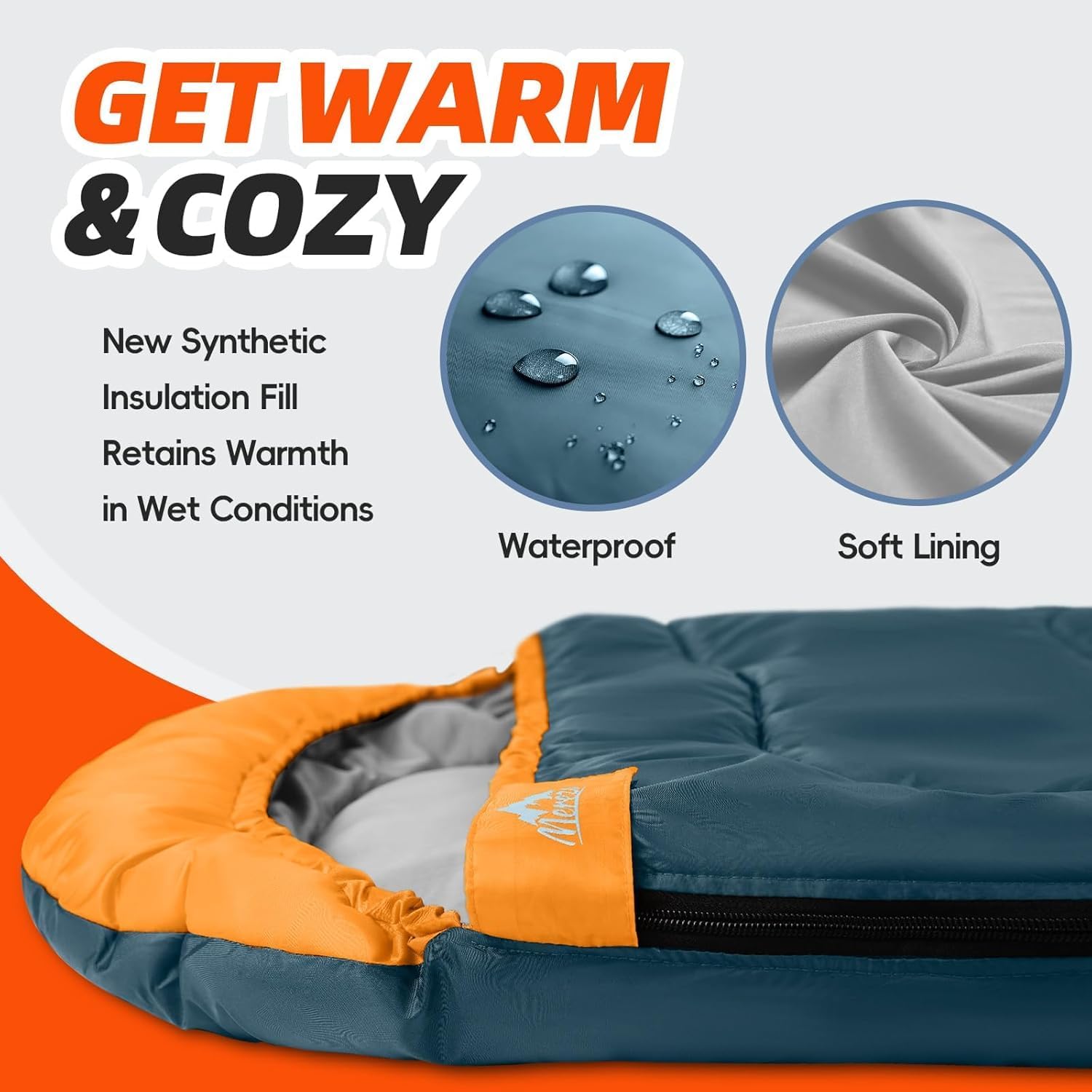 Thumbnail 5 de MEREZA XL Sleeping Bag for Men – Large Wide, 3-4 Season with Compression Sack