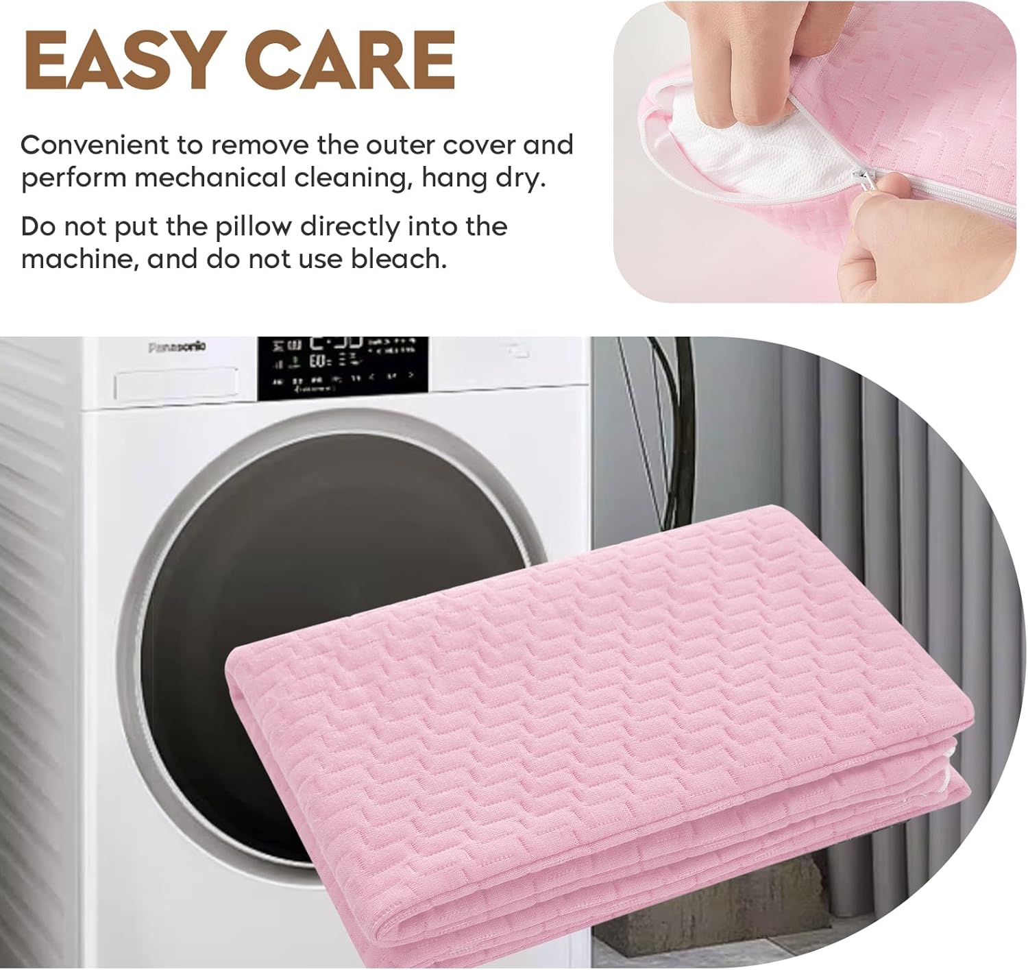 Detalle de PEUJEW Small Shredded Memory Foam Pillow – Apricot Pink Travel Camping Pillow (L)