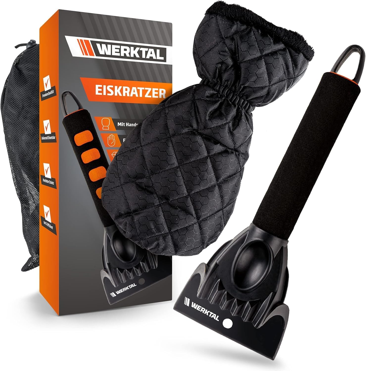 Detalle de WERKTAL Eiskratzer Auto – Wärmender Scheibenkratzer mit Handschuh, Eisbrecher und sicherem Griff
