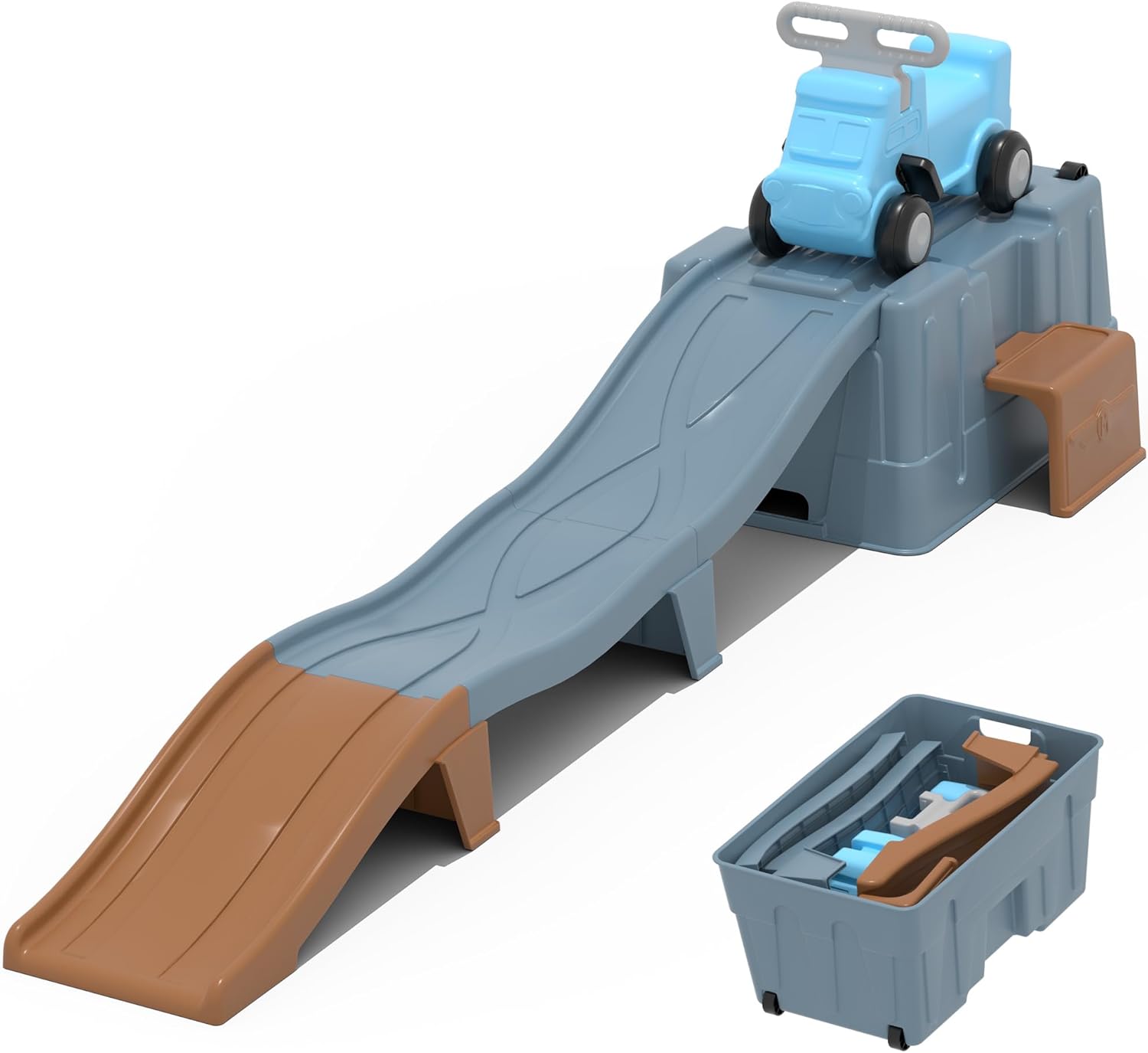 Detalle de HAPPYMATY Up & Down Roller Coaster: Kids Ride-On Toy with Assembled Track and Storage Box