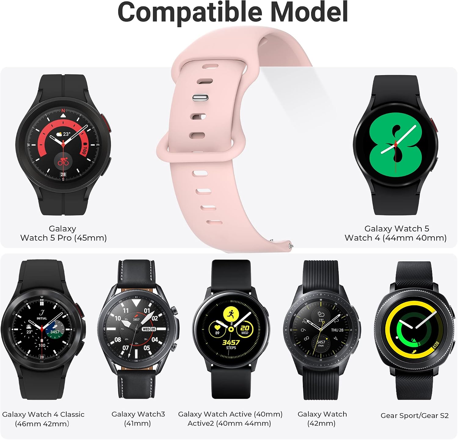 Thumbnail 3 de Higgs 6 Pack Silicone Watch Straps for Galaxy Watch series (40mm–46mm) – Soft, Quick-Release, 6 colours