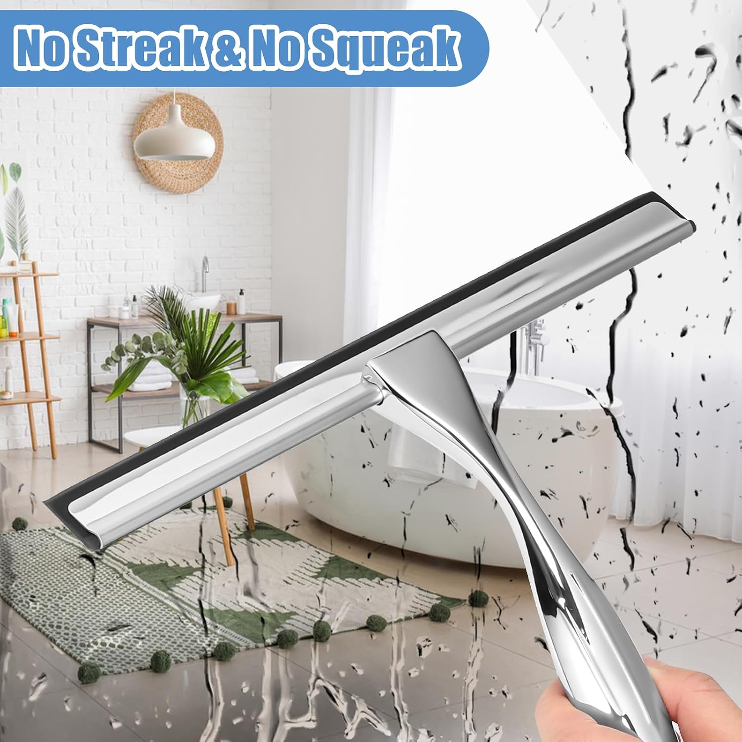 Detalle de Shower Squeegee 10 Inch Stainless Steel Window Cleaner