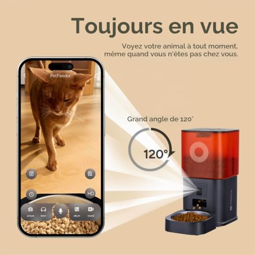 Detalle 2 de MOLLY&CODY Distributeur automatique de croquettes avec caméra, 6 L et bol inox
