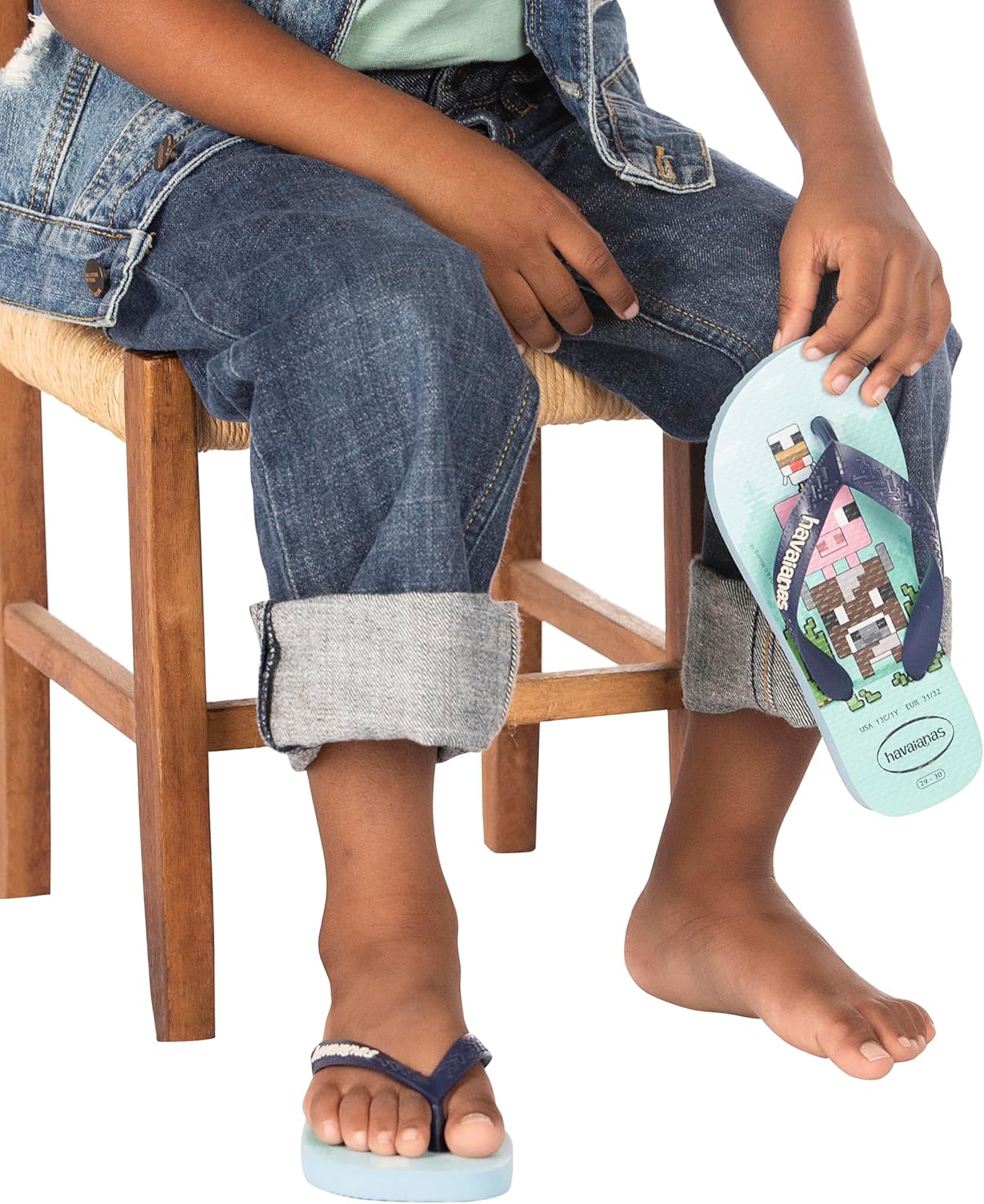 Thumbnail 1 de Havaianas Minecraft (Mini Me) – Tongs enfant en bleu lavande, antidérapantes