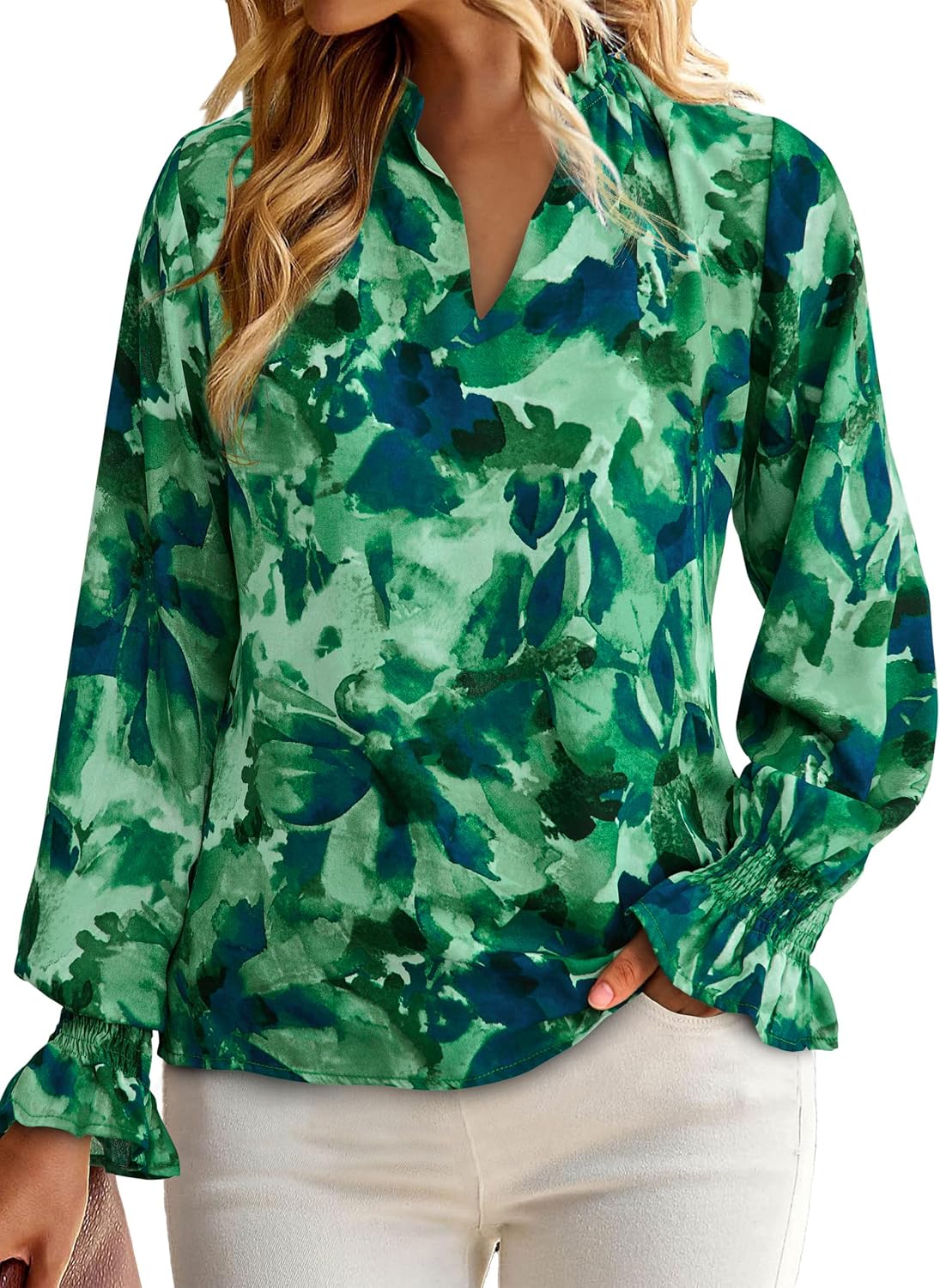 Thumbnail 4 de MASCOMODA 2026 Floral V Neck Puff Sleeve Top