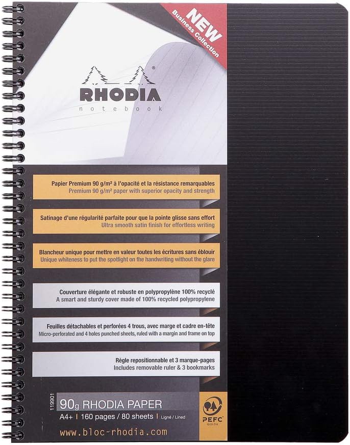 Detalle 2 de RHODIA 119901C Cahier à Spirale Noir A4+