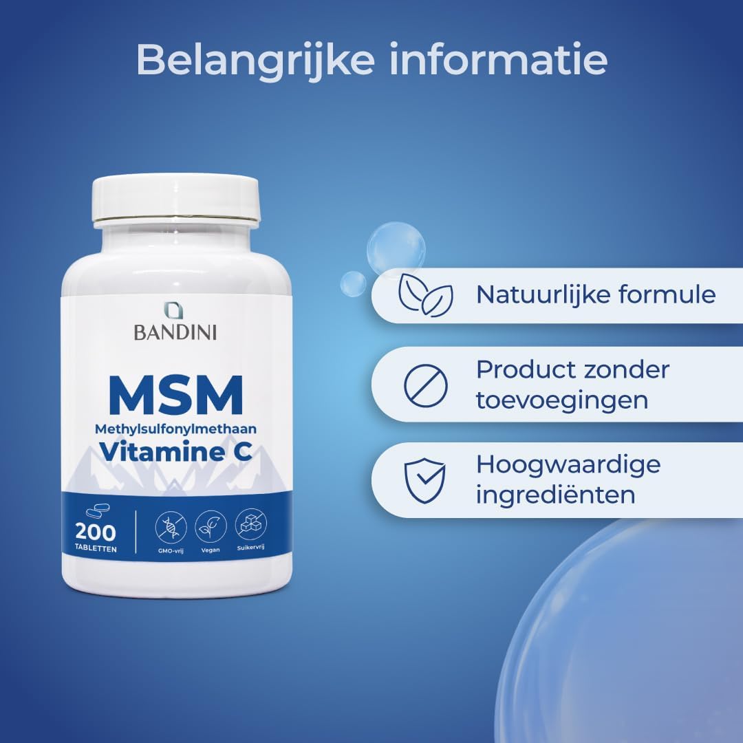 Thumbnail 5 de BANDINI MSM-tabletten met vitamine C, 2000 mg MSM per dagdosering