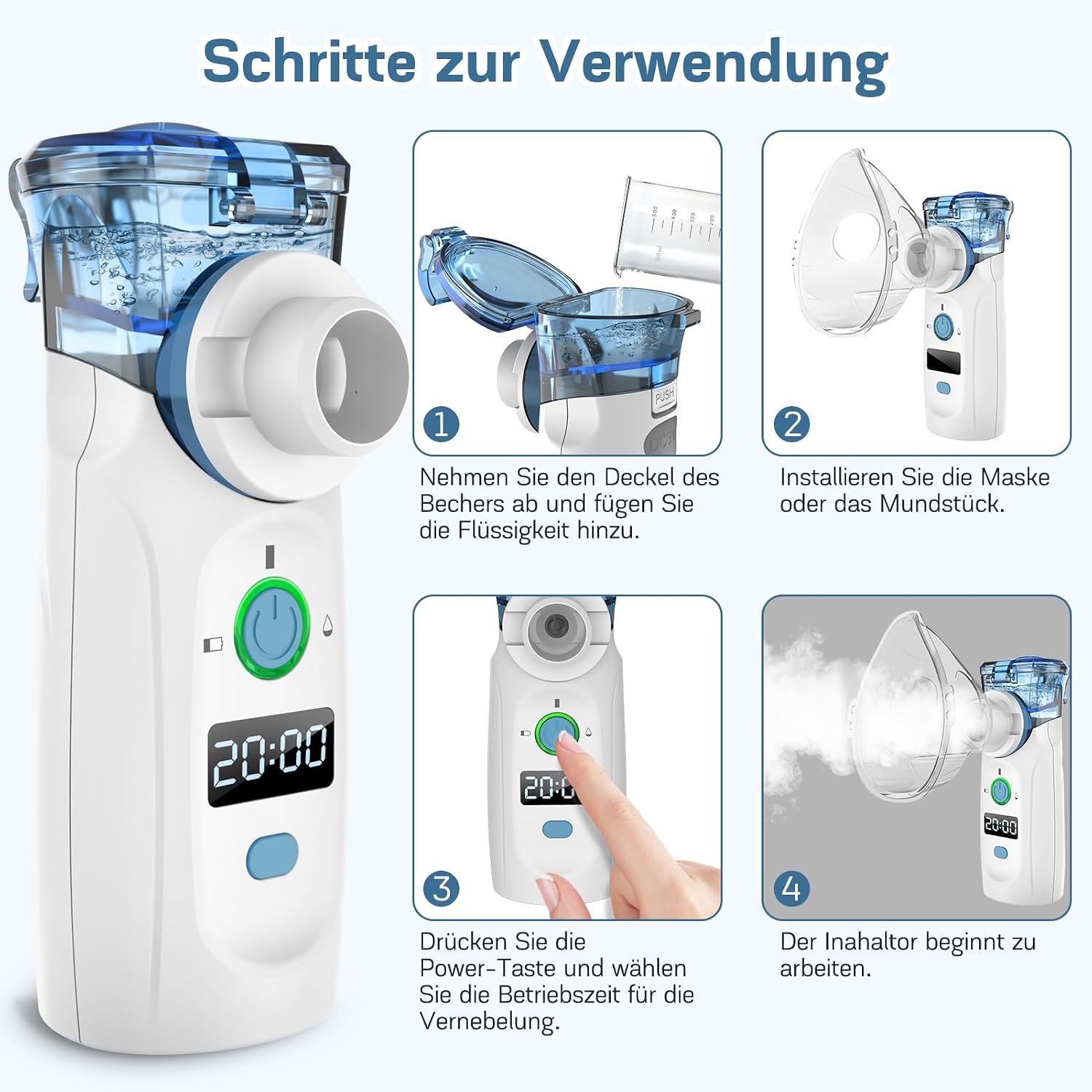 Thumbnail 4 de Nigecue Inhalationsgerät Tragbar Vernebler Set – leise, kompakt und USB-aufladbar