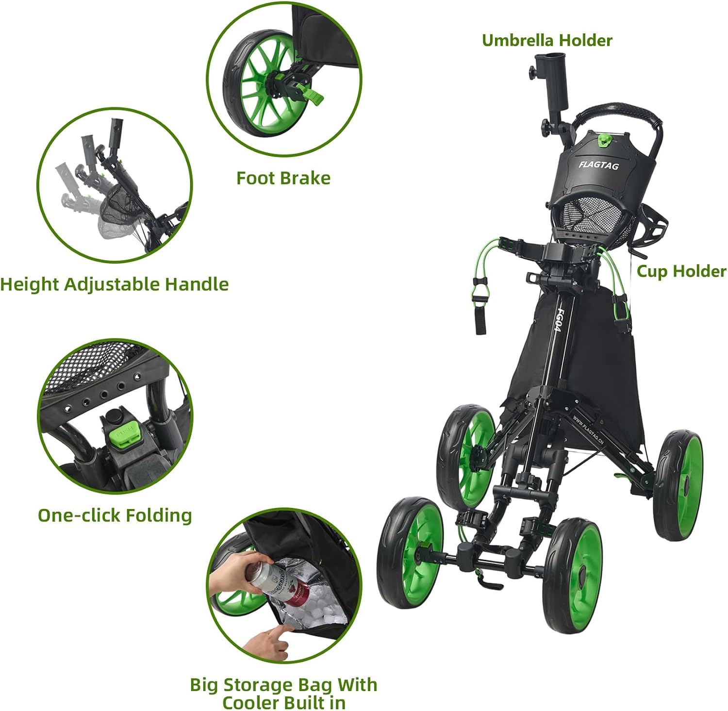 Thumbnail 2 de FlagTAG 4-Wheel Golf Push Cart