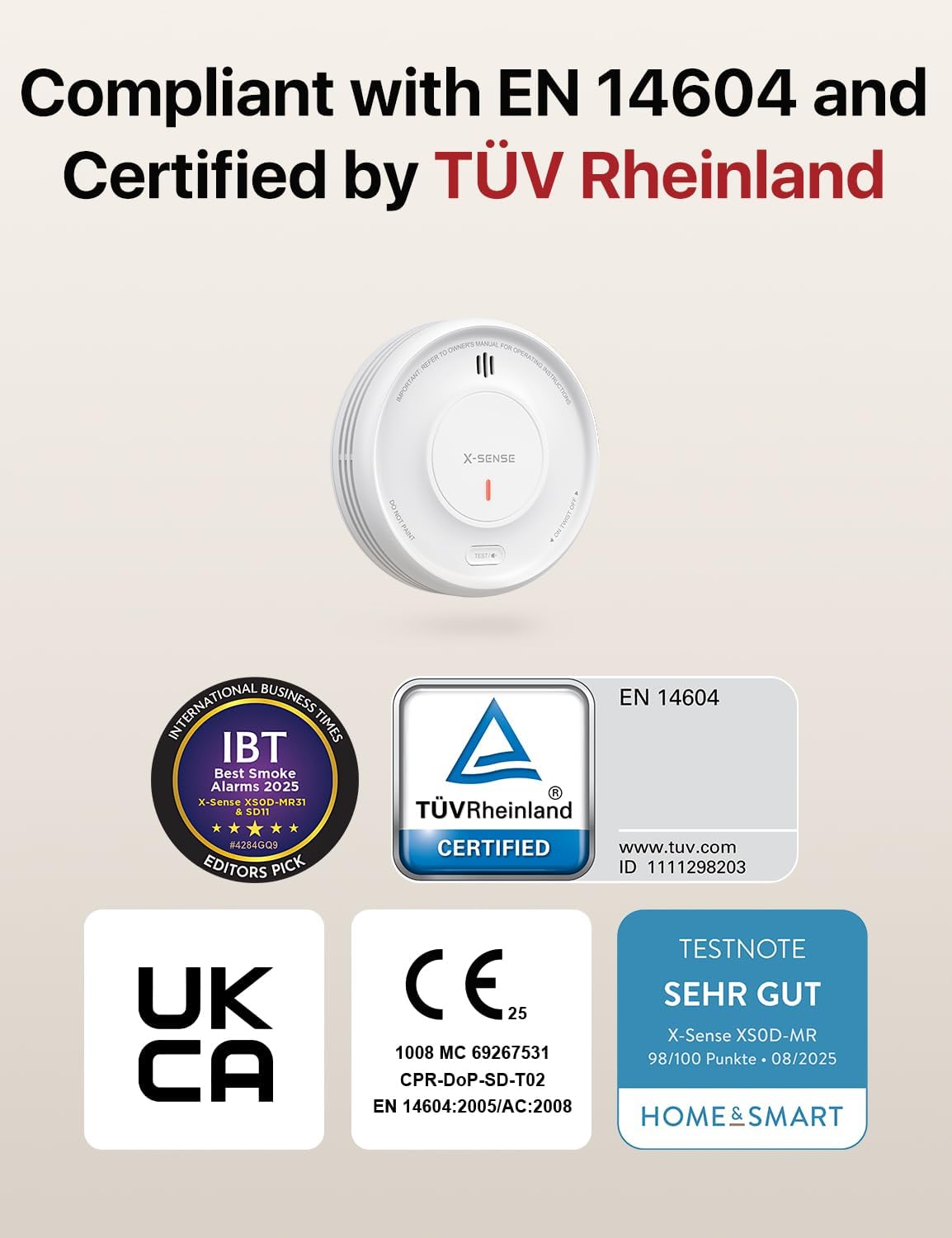 Thumbnail 1 de X-Sense XS0D-MR Smart Smoke Alarm (with magnetic mount) for home, wireless interlinked, 1-pack