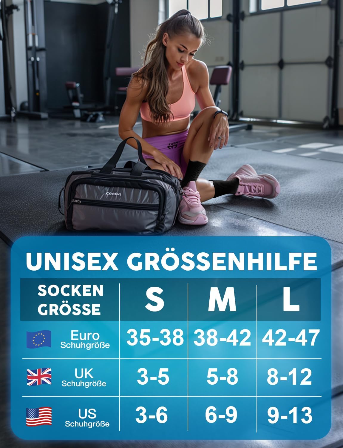 Thumbnail 1 de Juclise Bambus Kompressions-Laufsocken (15–20 mmHg) mit Coolmax – atmungsaktiv & blasenhemmend, 3er-Set