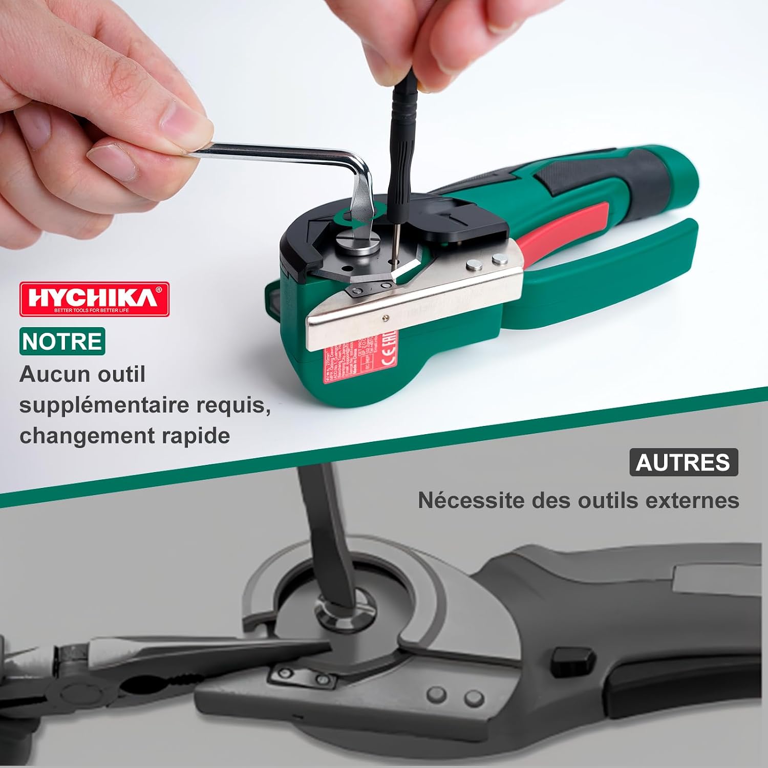 Thumbnail 4 de HYCHIKA Ciseaux Électrique Tissu Couture 4V — Ciseaux Rotatifs Sans Fil 300 tr/min avec LED et 2 Lames SK5