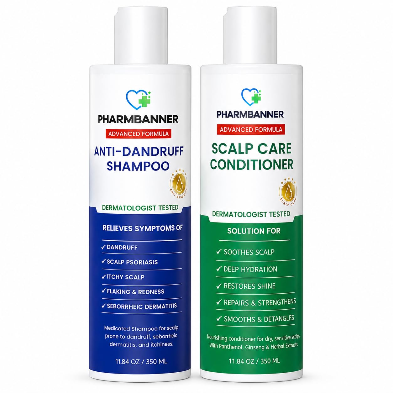 Detalle de PHARMBANNER Anti-Fungal Shampoo and Conditioner Set with Tea Tree & Argan Oil for Scalp Relief