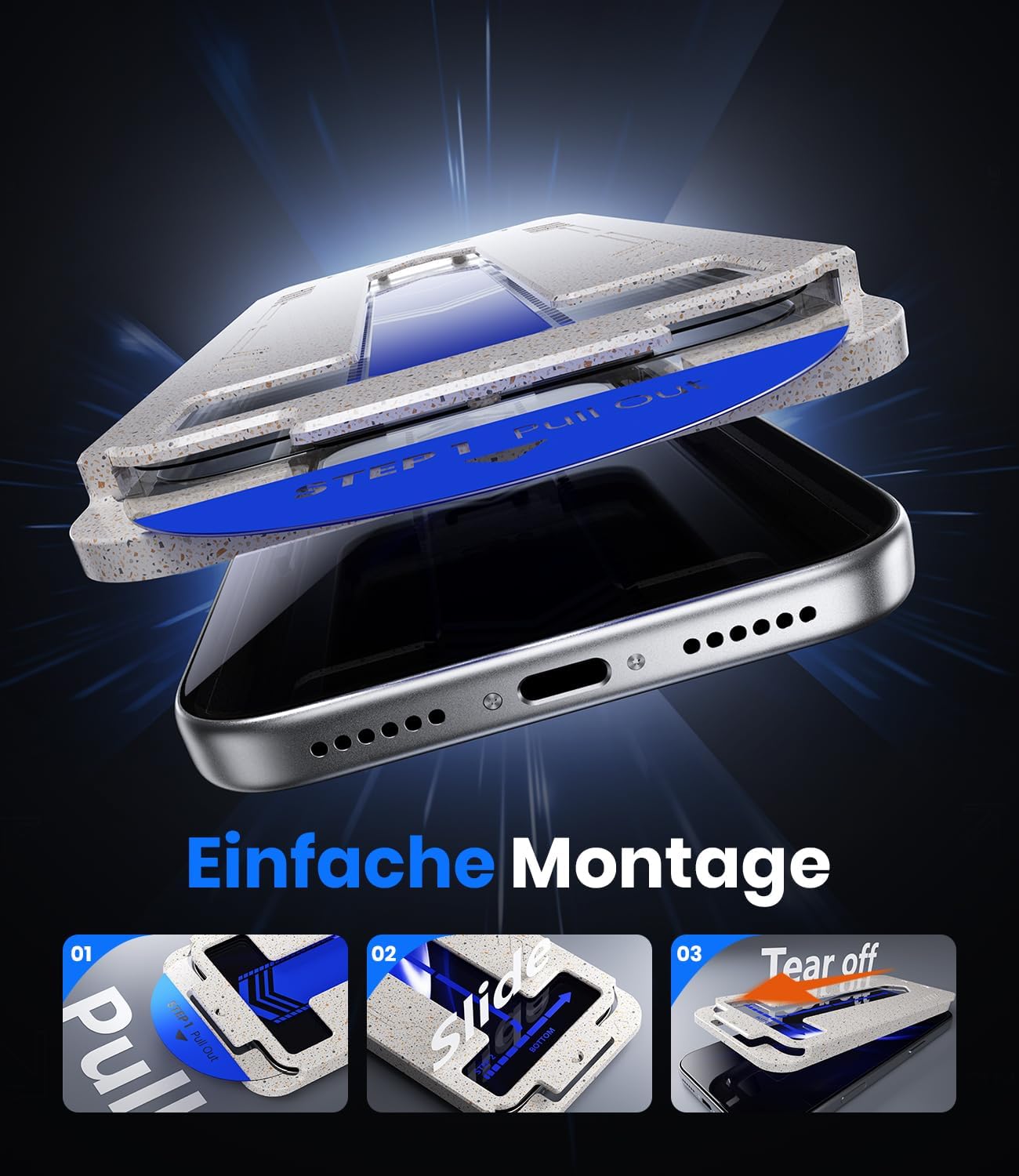 Detalle 2 de Hoerrye Privacy-Schutzfolie für iPhone Air (Panzerglas, 9H+), Sichtschutz 25° – 2 Stück, mit Einbau-Case