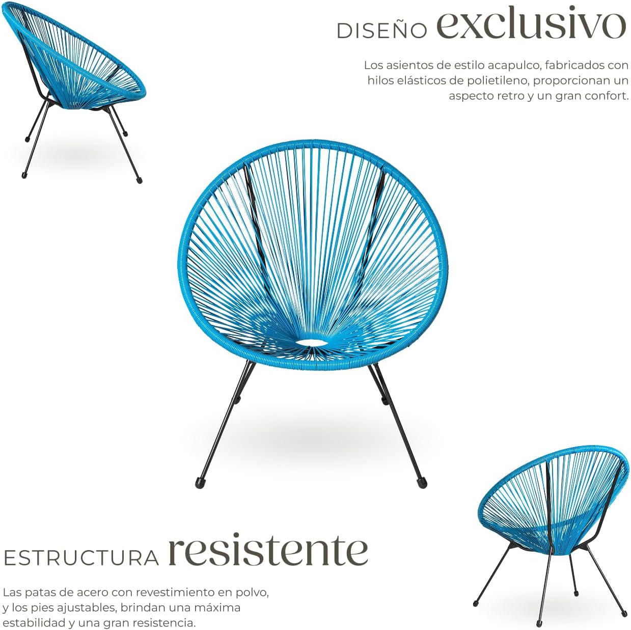 Thumbnail 5 de tectake® Conjunto 2 Sillas Acapulco hasta 120 kg