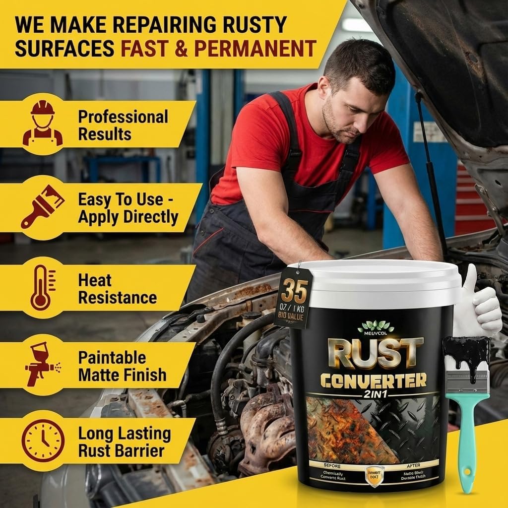Thumbnail 3 de 2-in-1 Rostumwandler & Metall Grundierung, 1L Schwarz – Rostschutz & Versiegelung für Metall