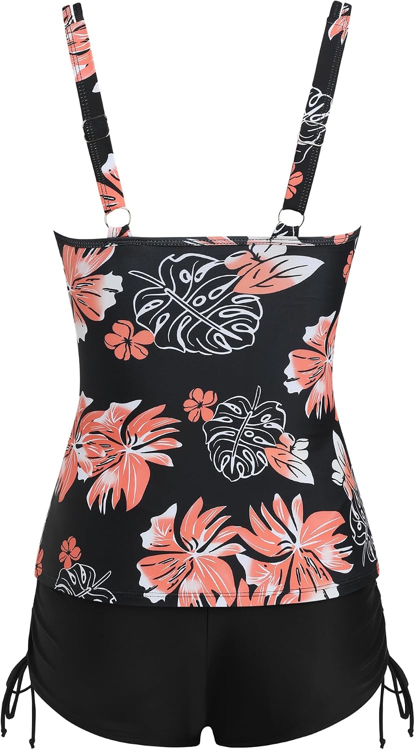 Detalle de ZAFUL Women's V-Wire Tankini Swimsuits with Tummy Control and High-Waisted Shorts