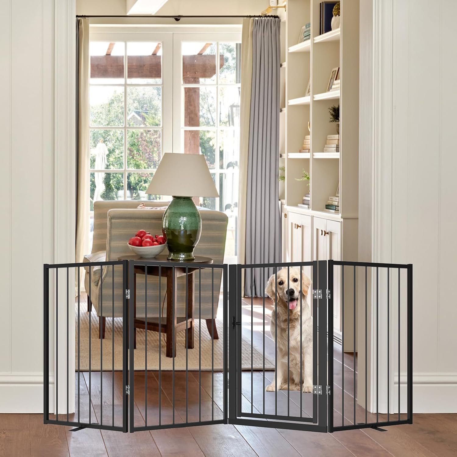 Thumbnail 6 de Xifamniy Free Standing Dog Gate with Door Walk Through (32" × 81", 4 Panels)