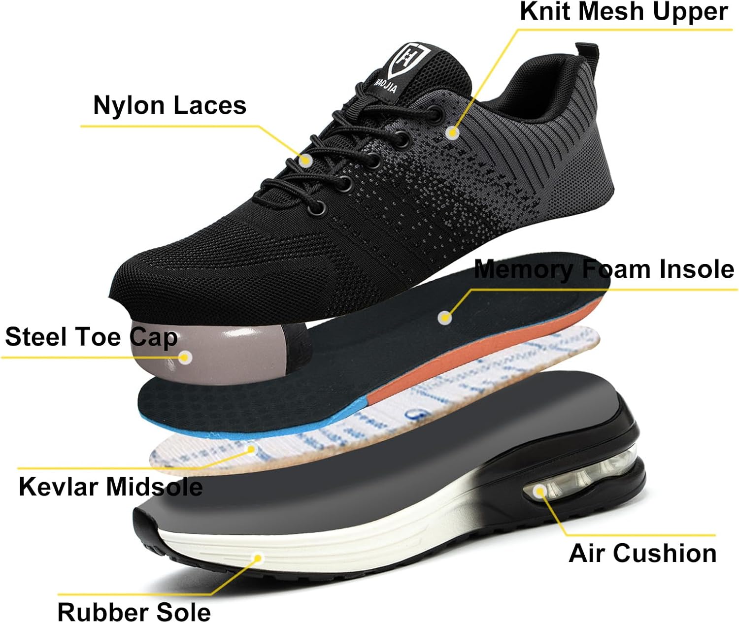 Thumbnail 6 de Baofular Safety Trainers with Steel Toe Cap, Non-Slip & Breathable Mesh (Lightweight Work Shoes)