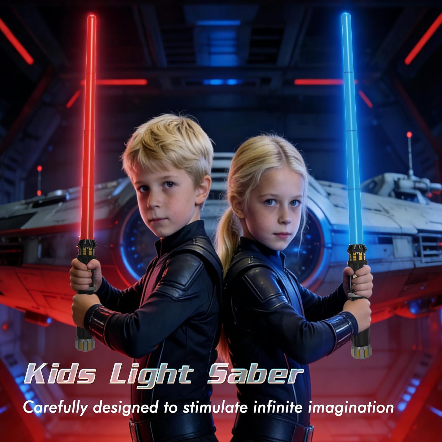 Thumbnail 1 de FlashyU Lichtschwert Set (2er-Pack) für Jungen & Mädchen ab 4 Jahren – rot und blau, USB-ladbar mit Licht, Sound und Ausfahrklinge