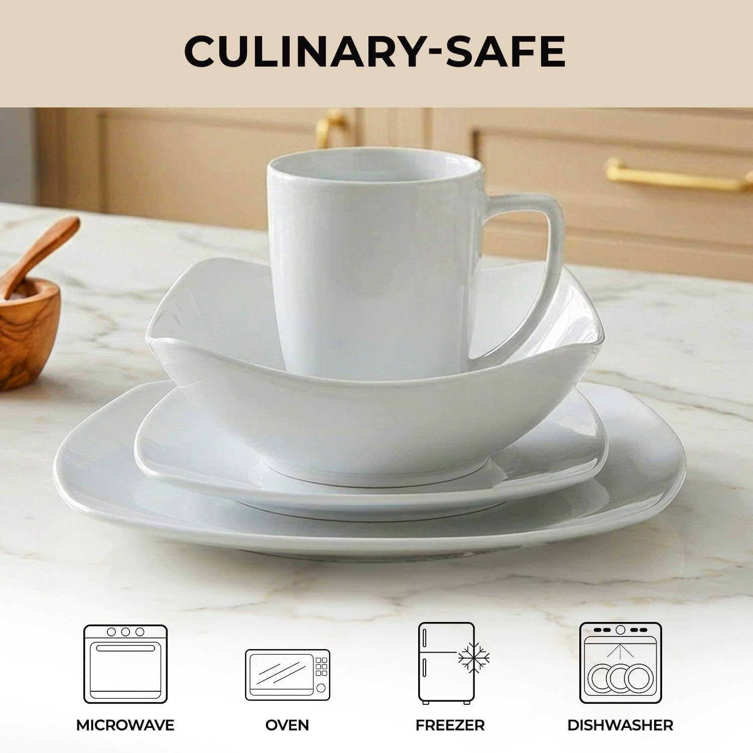 Detalle 2 de Zulay Kitchen Porcelain Dinnerware Set, 16-Piece