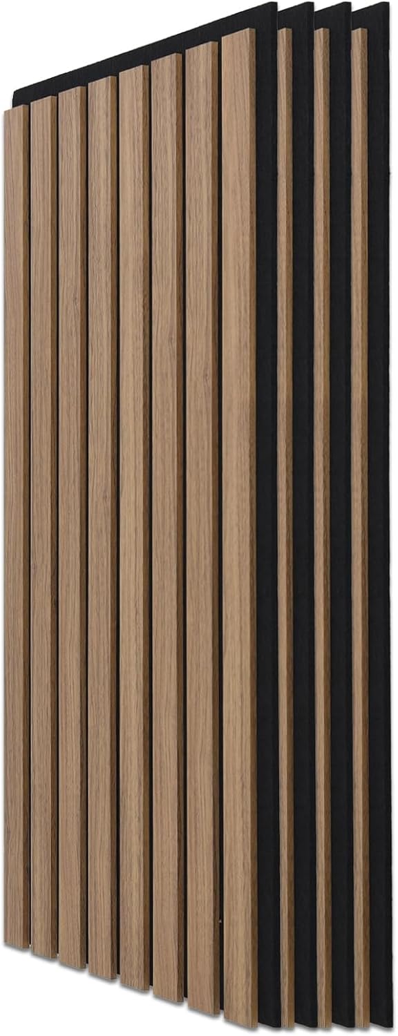 Art3d 4-Pack Acoustic Wood Slat Wall Panels – Dark Walnut (23.6 x 11.8 in each) for Interior Decor