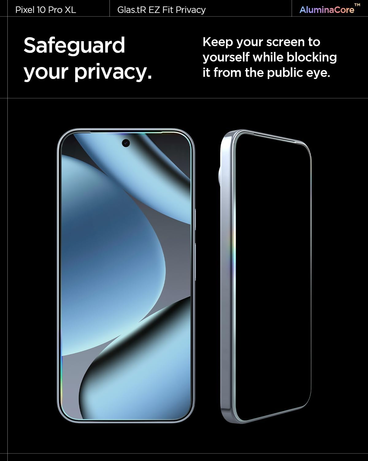 Detalle de Spigen Glas.tR EZ Fit in vetro temperato anti-spia per Google Pixel 10 Pro XL e Pixel 9 Pro XL (2 pezzi)
