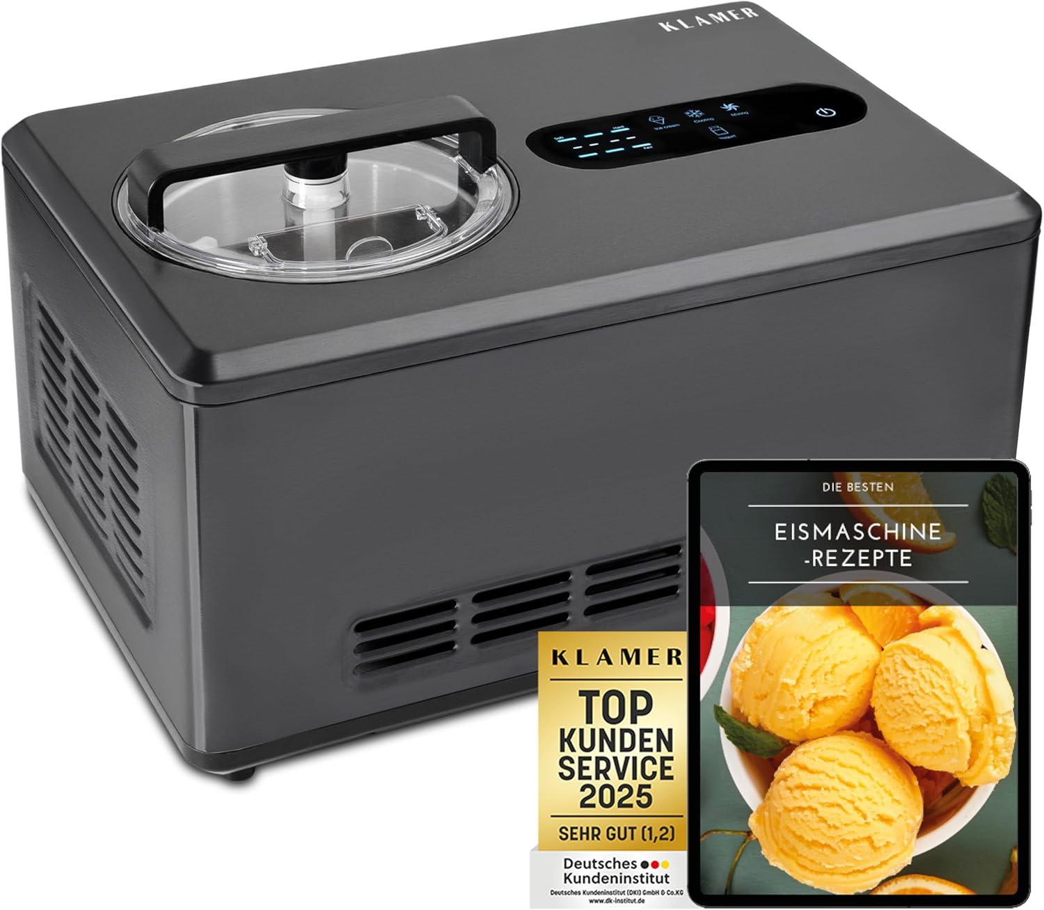 KLAMER 2-in-1 Eismaschine mit 2 l