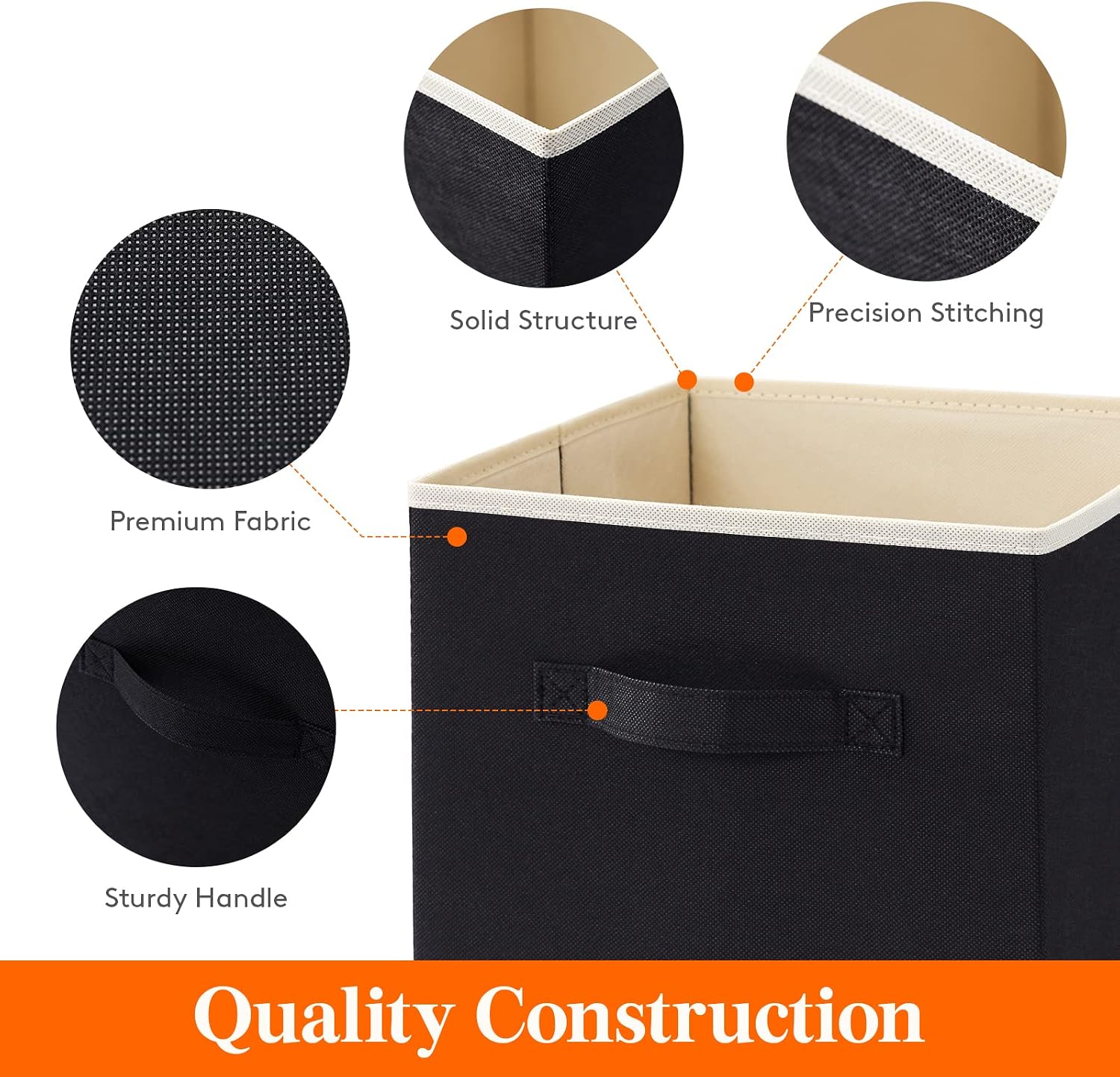 Detalle de Lifewit Set of 6 Foldable Storage Cubes, 33 x 33 x 33 cm, Black