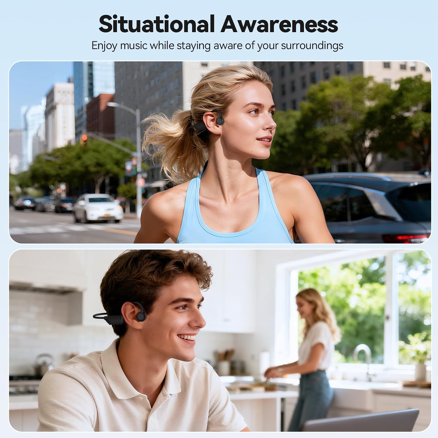 Thumbnail 6 de TECKNET Bone Conduction Headphones Bluetooth 6.0 – Open Ear, IPX5, 10H Battery, Secure Fit for Running