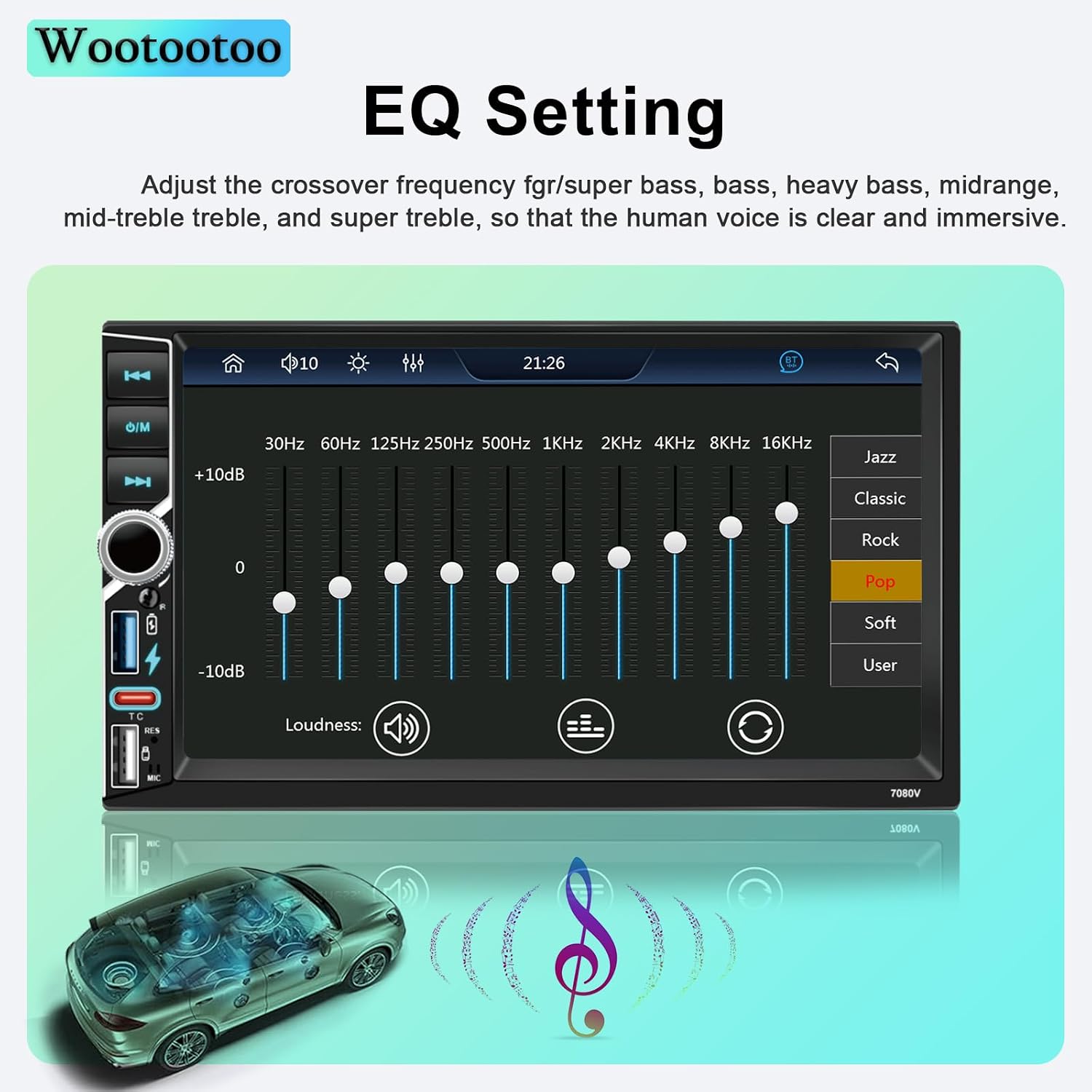 Thumbnail 5 de Autoradio 2 DIN 7" touchscreen con Wireless CarPlay e Android Auto