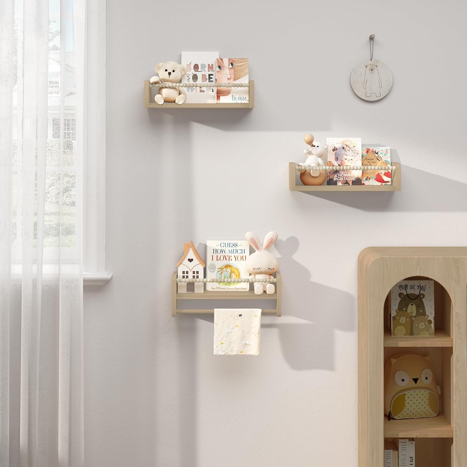 Thumbnail 1 de WOLTU librerie per bambini da parete in legno massello: set di 3 mensole 40 cm