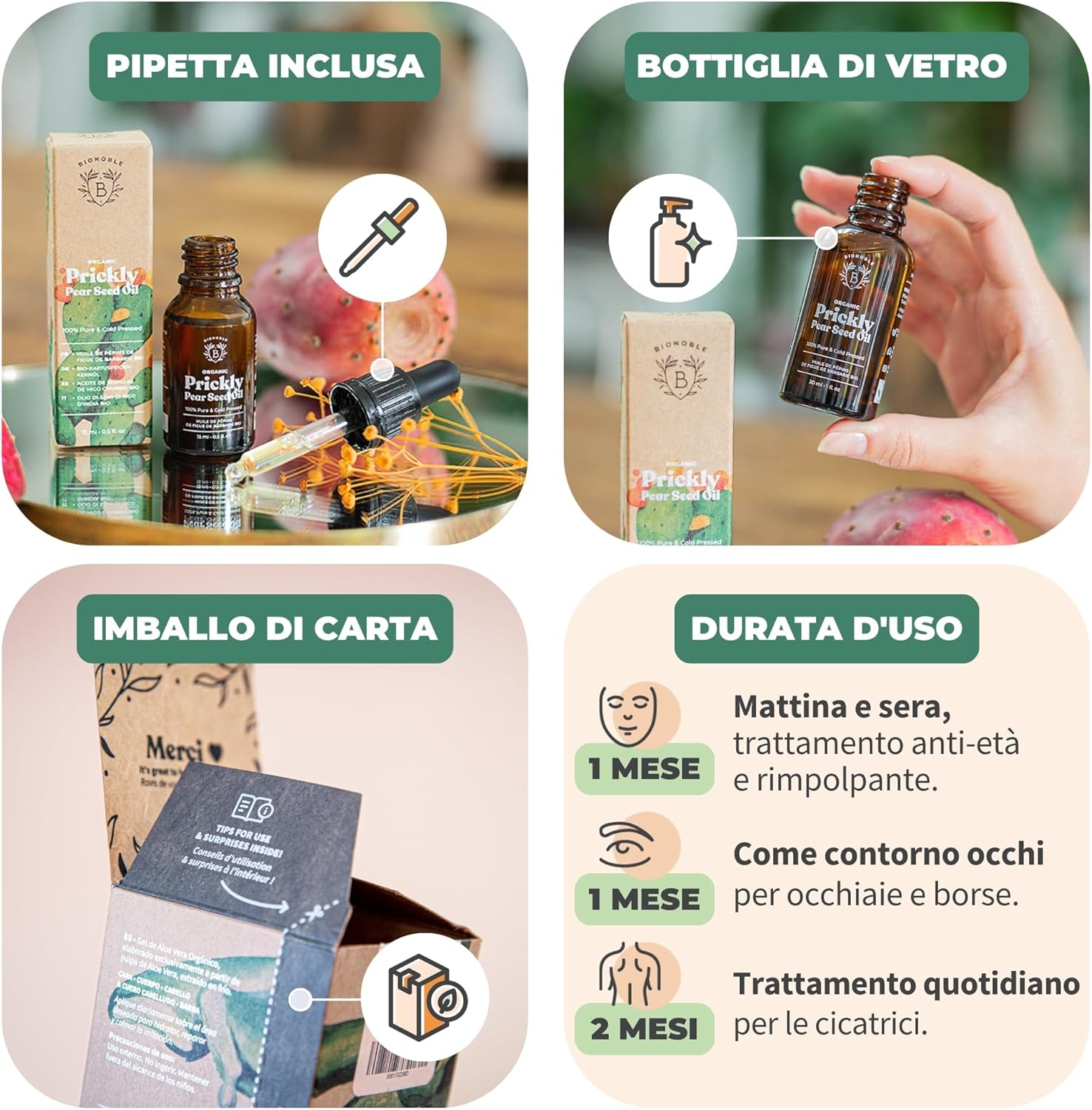 Thumbnail 3 de BIONOBLE Olio di Semi di Fico d'India Bio – 15 ml, Pressato a Freddo, Puro e Biologico
