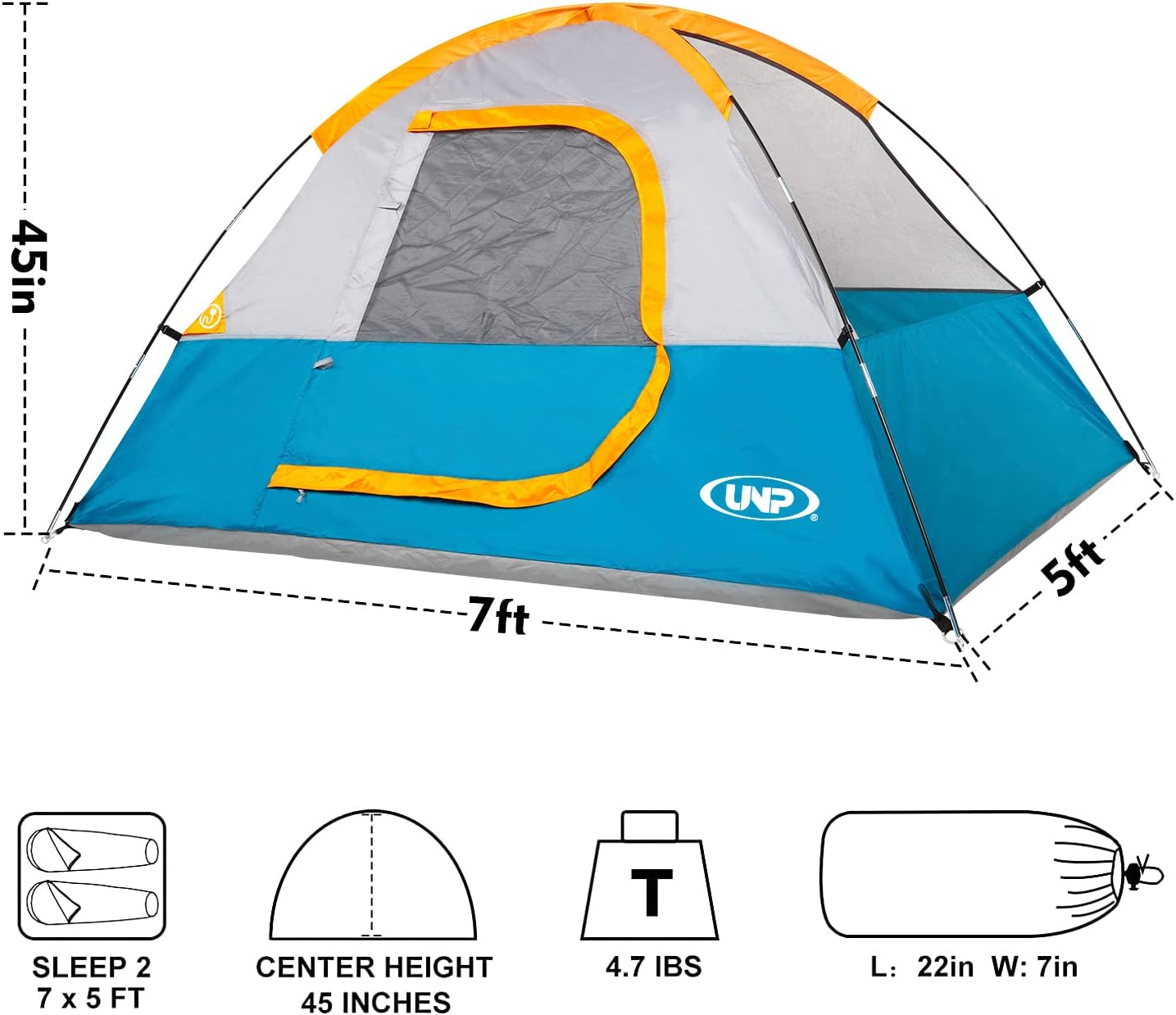 Thumbnail 1 de unp koepeltent voor 2 personen, waterdicht polyester en afneembare regenhoes