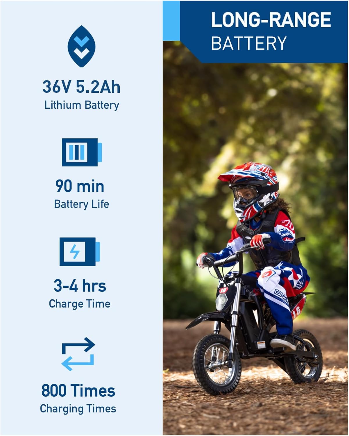 Detalle de Hiboy DK1 36V Electric Dirt Bike for Kids, 300W, Three Speeds
