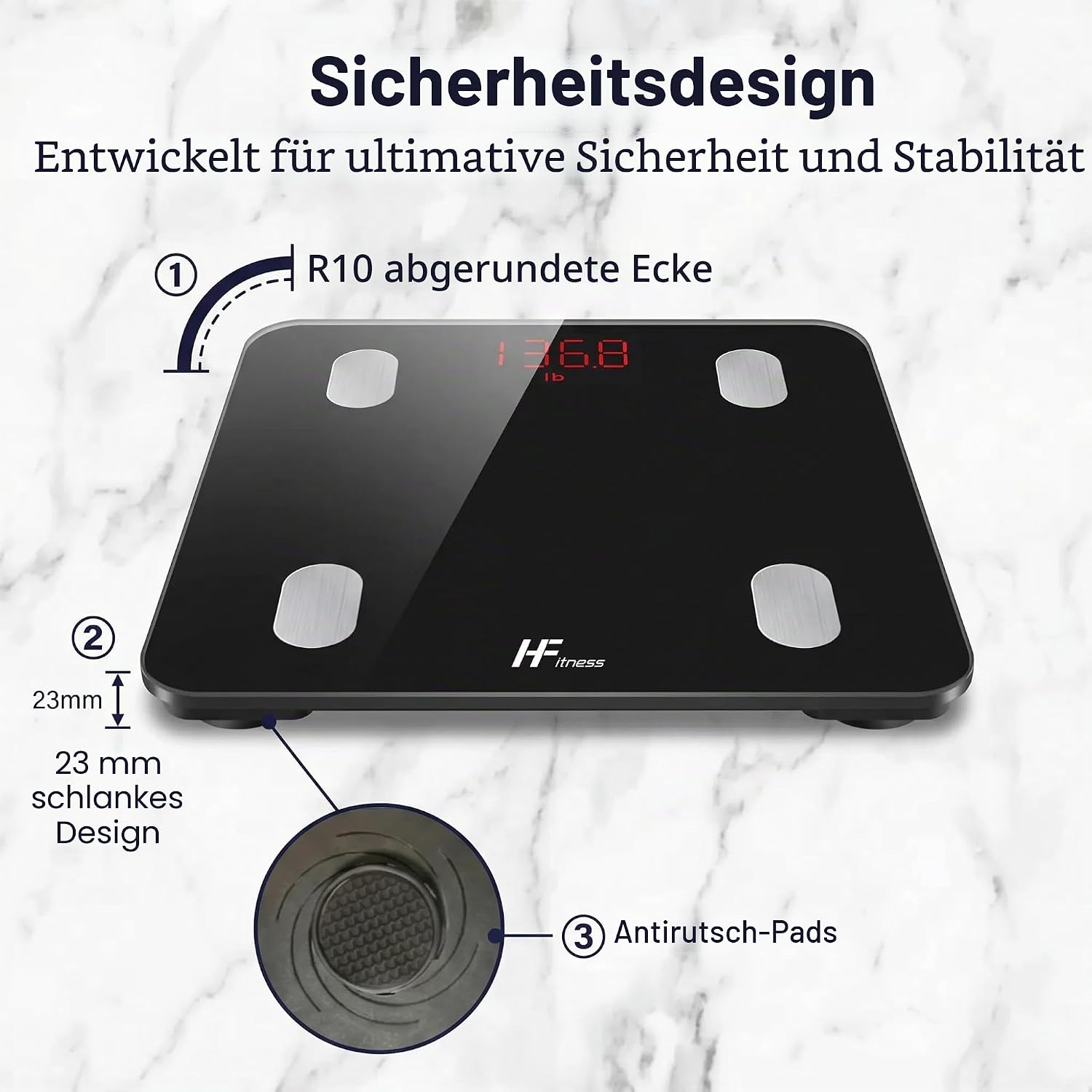 Thumbnail 6 de Körperfettwaage Personenwaage mit App – HomeFashion HFitness digitale Waage per Bluetooth (19 Körperdaten, BMI)
