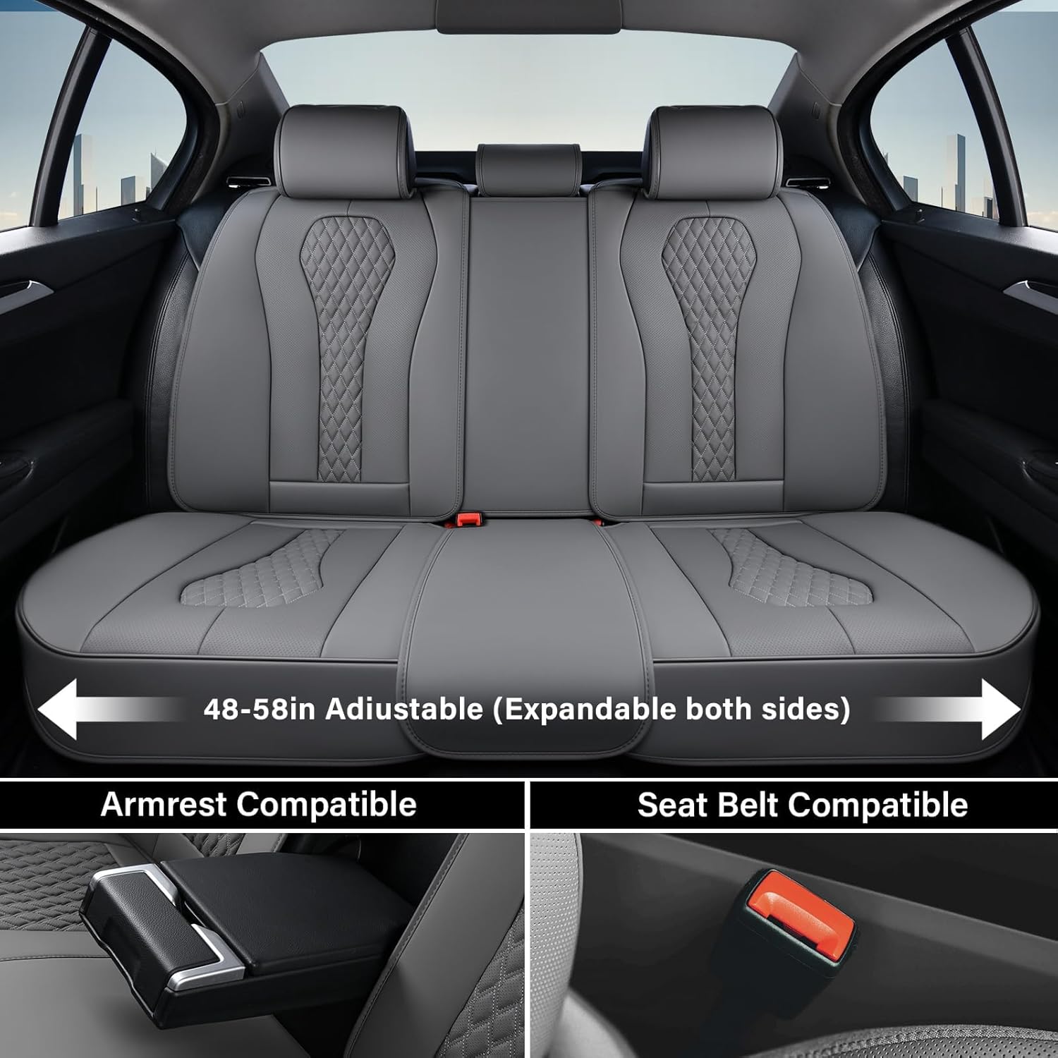 Thumbnail 3 de Coverado Full Set Car Seat Covers in Gray — Universal Fit, Waterproof, Front & Rear