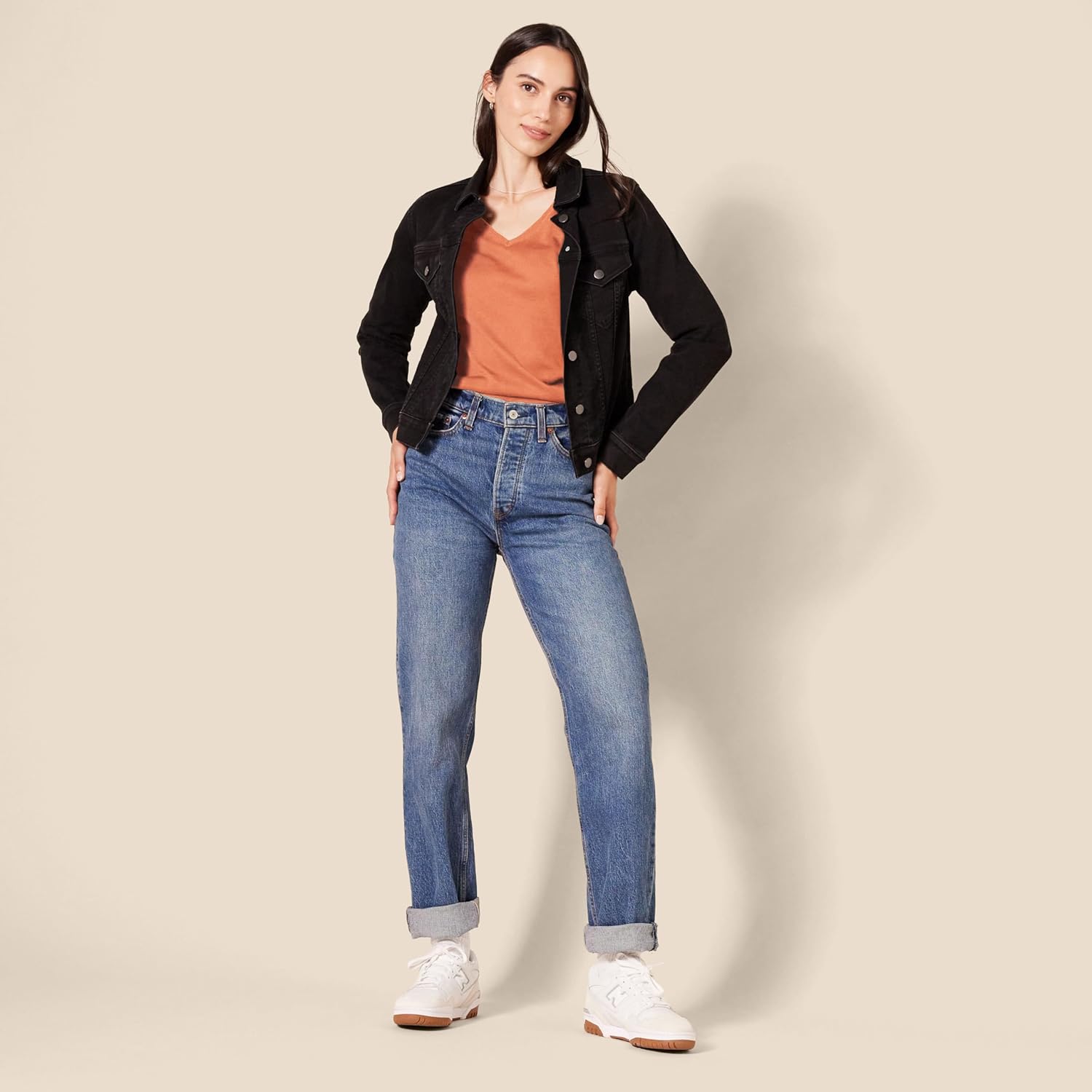 Thumbnail 3 de Amazon Essentials Damen Tunika-Pullover mit V-Ausschnitt und langen Ärmeln – leichter Baumwollmix (auch in Übergröße)
