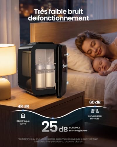 Detalle 2 de SONGMICS ERF001B101 mini réfrigérateur portable 4 L, chaud et froid, 25 dB