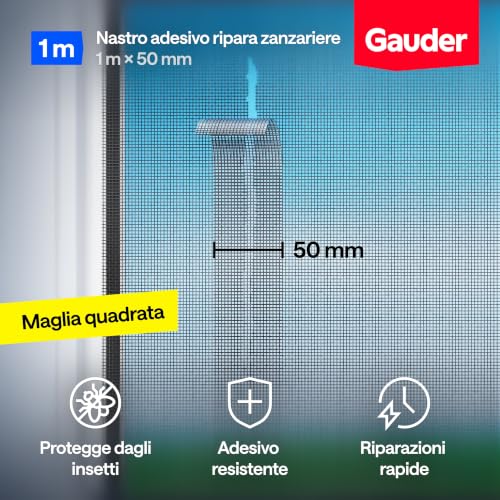 Detalle de GAUDER Nastro Riparazione Zanzariere (1 m x 50 mm - nero)