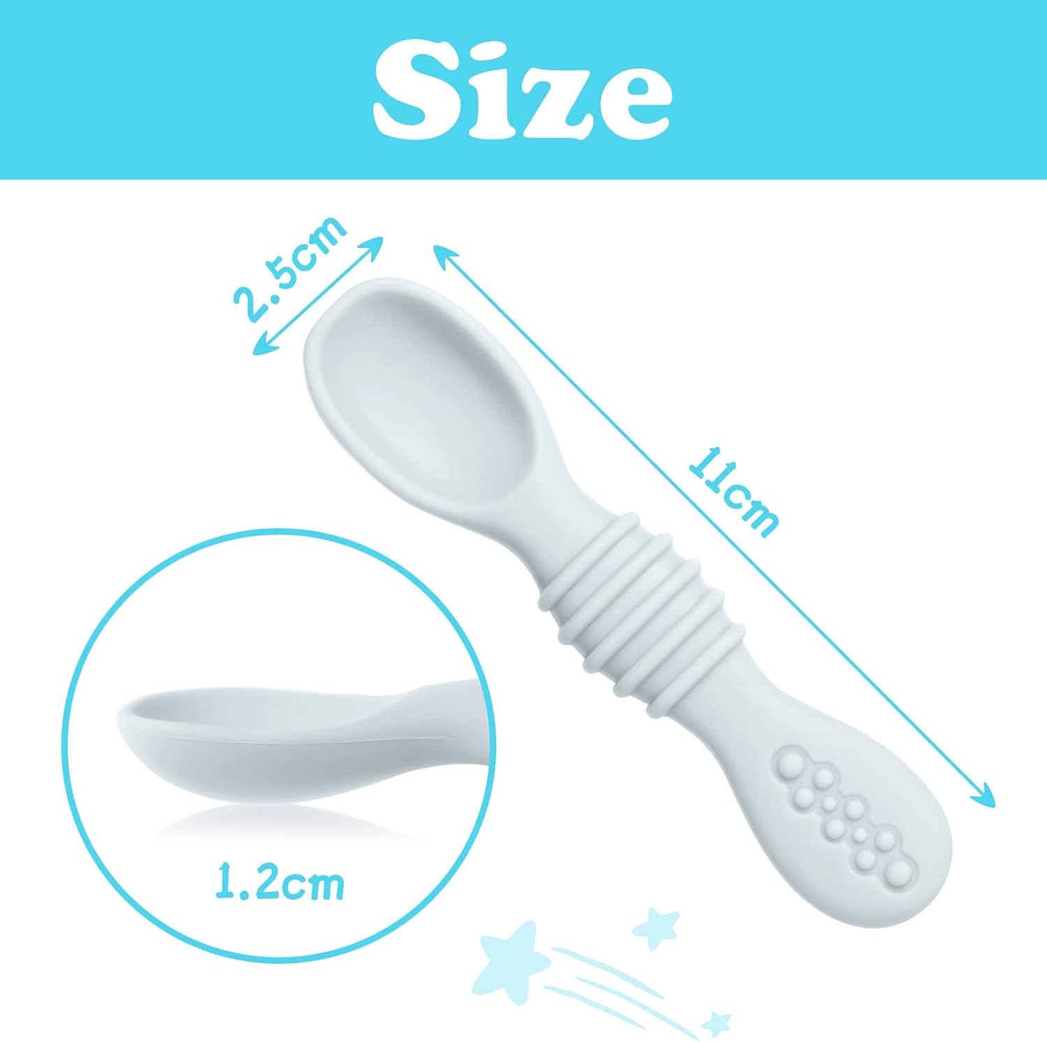 Thumbnail 1 de Vicloon Baby Fork and Spoon Set (3-piece) food-grade silicone weaning utensils for self-feeding