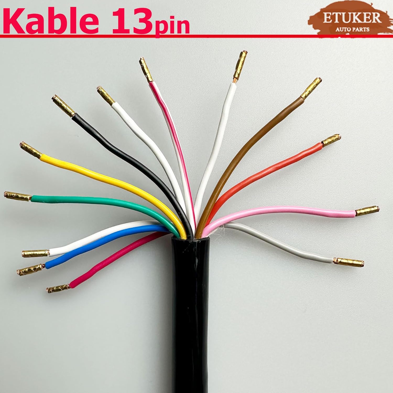 Thumbnail 1 de ETUKER 13pin 2M Trailer Extension Coiled Lead 12v with 2x 13pin Plugs